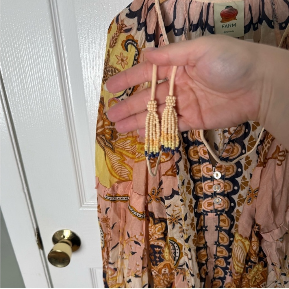 FARM Rio Jaipur Blouse with Lace-Up Detail, NWOT, Large - Picture 5 of 8